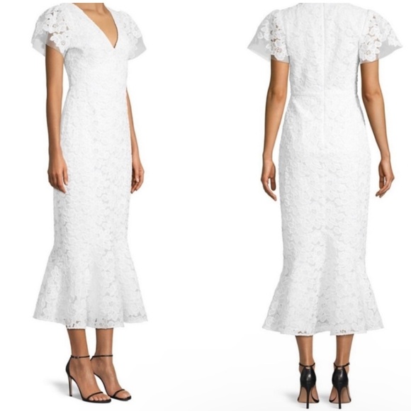 NEW SHOSHANNA MIDNIGHT CEREZA LACE MIDI MERMAID COCKTAIL DRESS - Picture 14 of 16